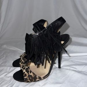 Jimmy choo cheetah fringe heels 35.5